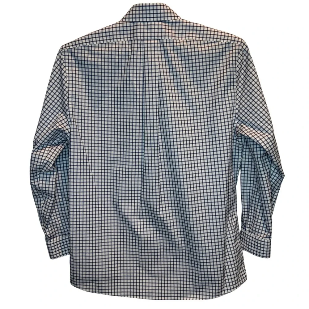 Brooks Brothers Dress Shirt‎ 16.5 33 Men's White Navy Slim Fit Non-Iron Stretch